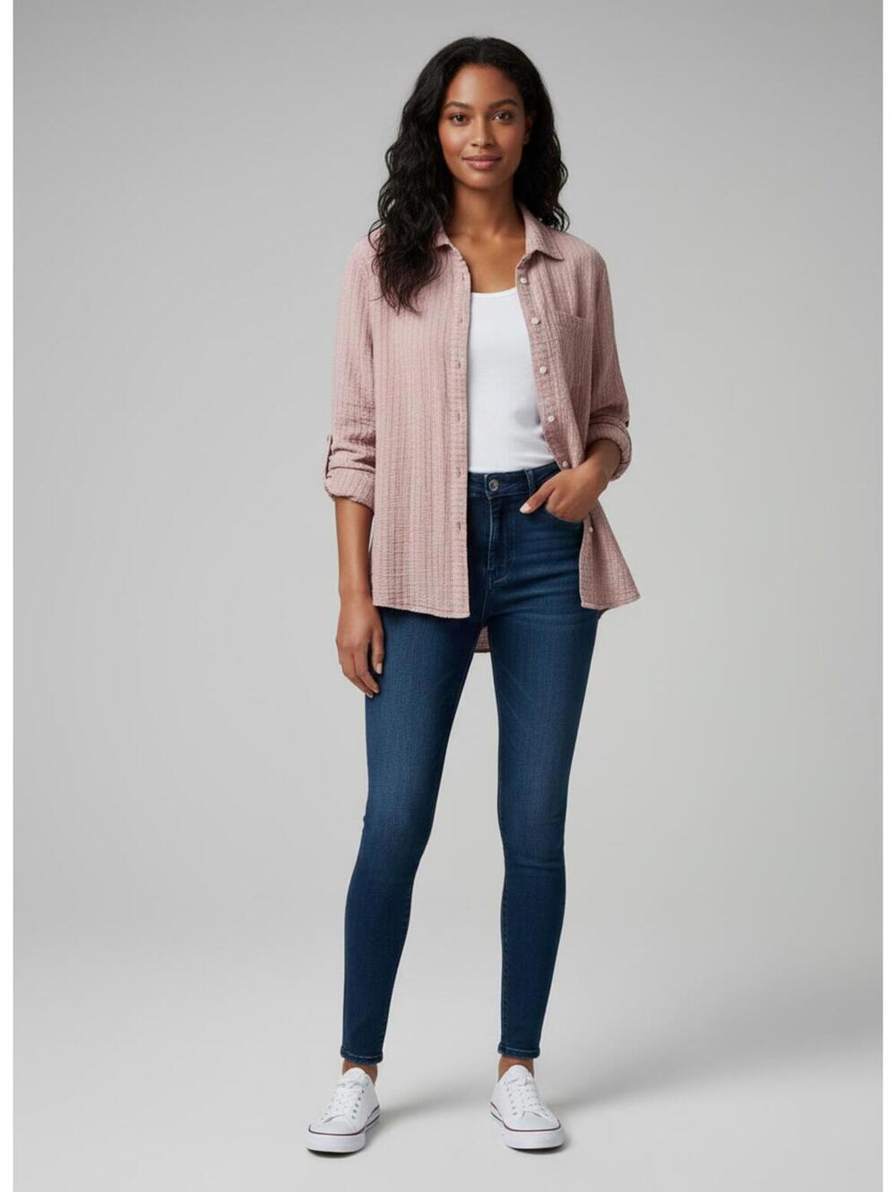 Emery Park Pink Textured Button-Up Shirt Size S